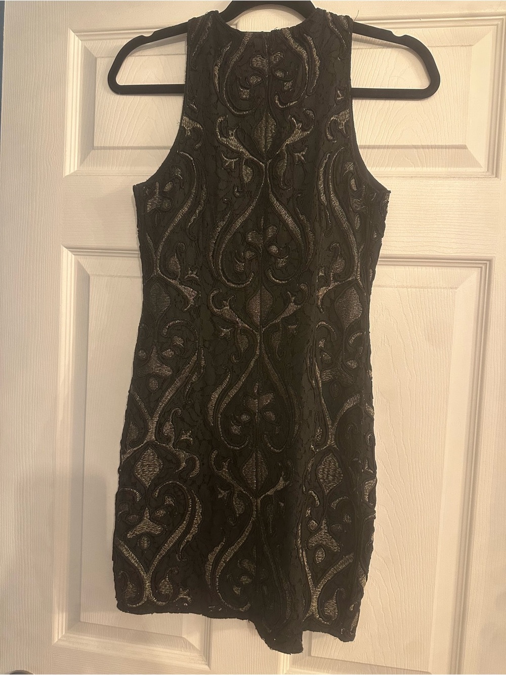 Endless Rose Black Mini Dress with Silver Embroidery